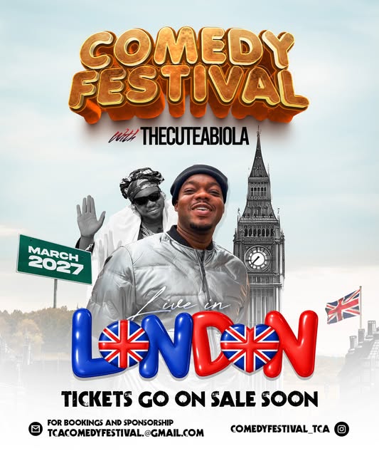 A dream that once felt far away is slowly becoming reality 😄

COMEDY FESTIVAL with CUTEABIOLA is coming to LONDON 🇬🇧 MARCH 2027!

This is bigger than a show. It’s a reminder that when you keep believing, keep working and refuse to give up, the dream will eventually speak for itself.

London, ARE YOU READY? 🇬🇧🔥

🎟️ Tickets go on sale soon.